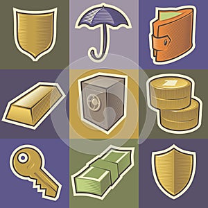 Multicolored security icons