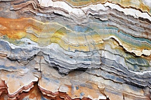 multicolored sedimentary rock layers closeup