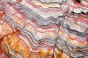 multicolored sedimentary rock layers closeup