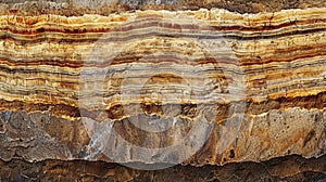 Multicolored sedimentary rock layers. Macro shot of geological formation