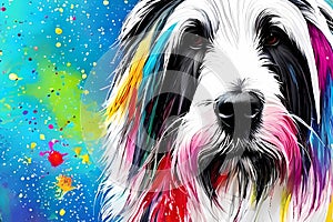 Multicolored shaggy sheep dog