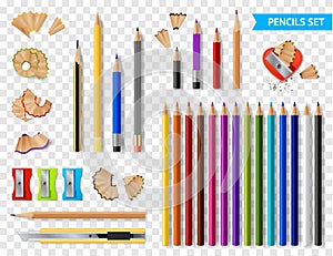 Multicolored Sharpened Pencils Transparent Set