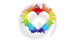 Multicolored shockwave heart shaped Valentine`s Day explosion copy space 60 fps