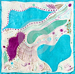 Multicolored silk scarf with abstract pattern