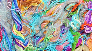 Multicolored silk threads. Colorful background texture