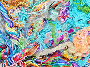 Multicolored silk threads. Colorful background texture