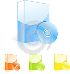 Multicolored software boxes with cd