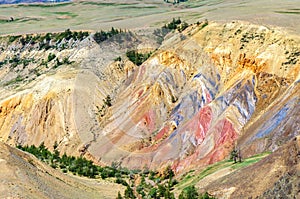 Multicolored soil of mercury occurrence in Altai steppe