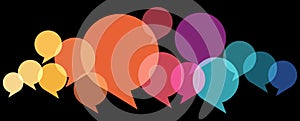multicolored speech bubbles row