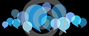 multicolored speech bubbles row
