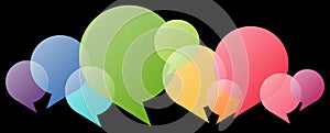 multicolored speech bubbles row