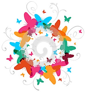 Multicolored Spring Butterfly design background