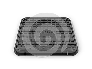 Multicolored square manholes on a white background.