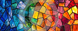Multicolored Stained Glass With an Irregular Pattern