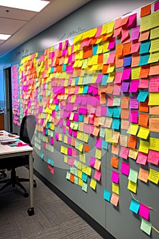 multicolored sticky notes on a brainstorming board