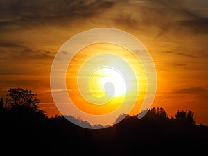 Multicolored sunset under the sky, Lleida, Spain, Europe