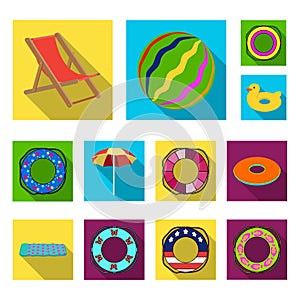 Multicolored swimming circle flat icons in set collection for design. Different lifebuoys vector symbol stock web