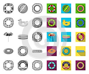 Multicolored swimming circle mono,flat icons in set collection for design. Different lifebuoys vector symbol stock web