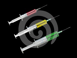 Multicolored syringes