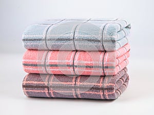 Multicolored Terry towels made of cotton yarn