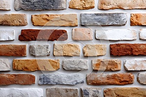 Multicolored textured rustic brick wall pattern background