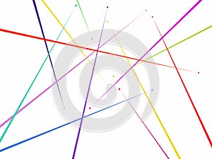 Multicolored, thin and long, crossed arrows with a blunt, circular tip on white background