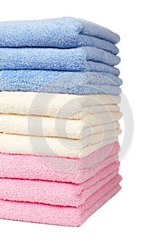 Multicolored towels stacked