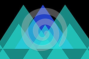 Multicolored translucent triangles isolated on a black background