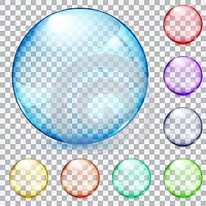 Multicolored transparent glass spheres