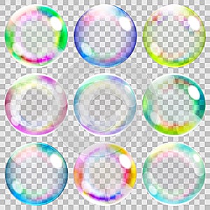 Multicolored transparent soap bubbles
