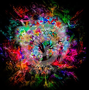 Multicolor un árbol mariposas 