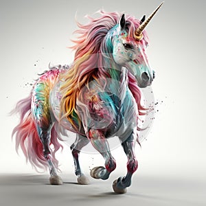 Multicolored Unicorn galloping. Dreem unicorn