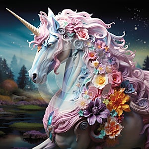 Multicolored Unicorn galloping. Dreem unicorn