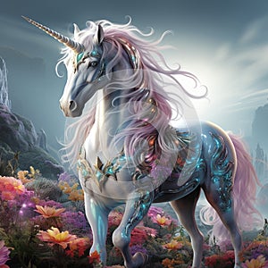 Multicolored Unicorn galloping. Dreem unicorn