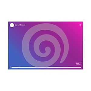 Multicolored video player template for web or mobile applications. Vector illustration.