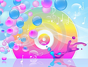Multicolored vinyl record abstract background