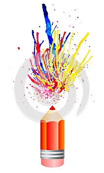 Multicolored watercolor splashes from pensil. Vector illustration EPS10 photo