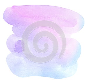 Multicolored watercolor stains in pastel colors on a paper basis. Isolated frame for design hand-drawn by brush.