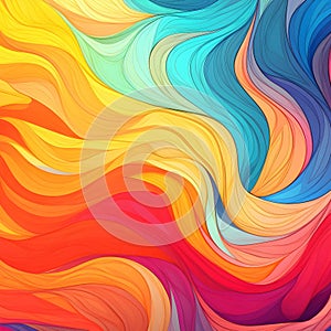 Multicolored waves. Abstract colorful bright background, texture of a flower petal. AI generated