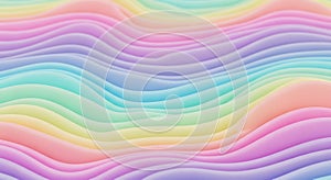 Multicolored wavy layers create a soft, flowing pattern, resembling undulating