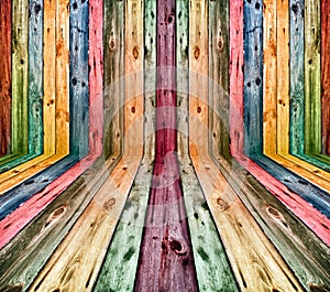 Multicolored wooden interior