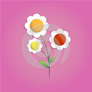 Multicolors flower papercut vector digital craft graphic design photo