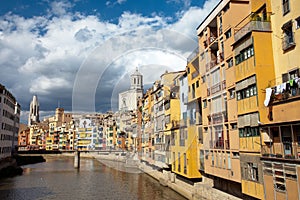 Multicolour buildings in Girona