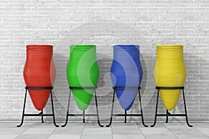 Multicolour Clay Trash Bin Pots. 3d Rendering