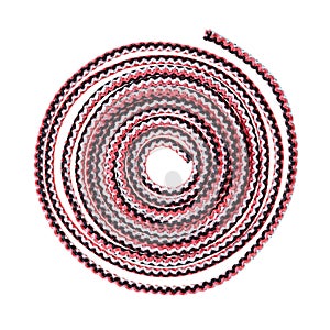 Multicolour rope coil laid on white