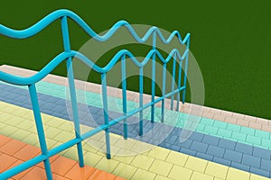 Multicolour stair with handrails