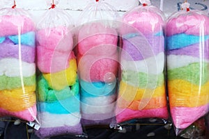Multicoloured Cotton Candy in Plastic Bags