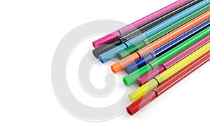 Multicoloured felt pens isolated on white