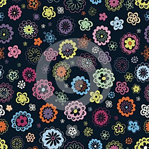 Multicoloured floral seamless pattern