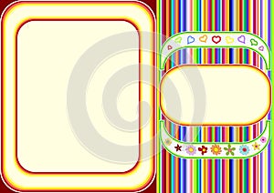 Multicoloured frame with lines and flowers